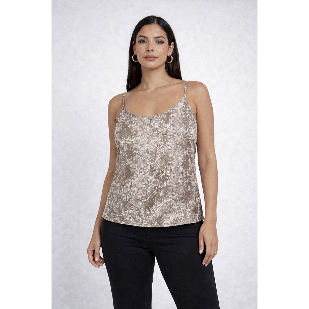 Chicos Snakeskin Print Camisole Tank Top Brown White Size 3‎ XL 16/18